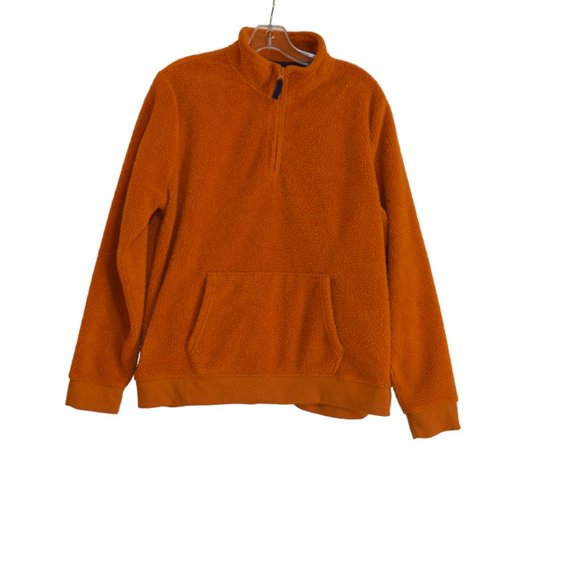 St. John's Bay Quality Apparel Orange Fleece Top Zip Long Sleeves Pullover L - Picture 3 of 9